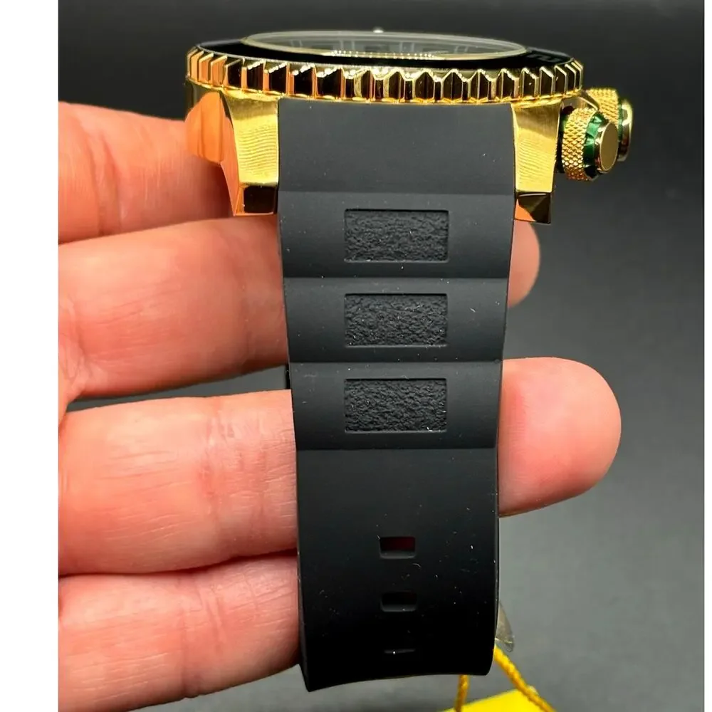 Invicta Sea Hunter 48987 Men’s 52mm Silicone Strap Gold Dive Watch NIBWT